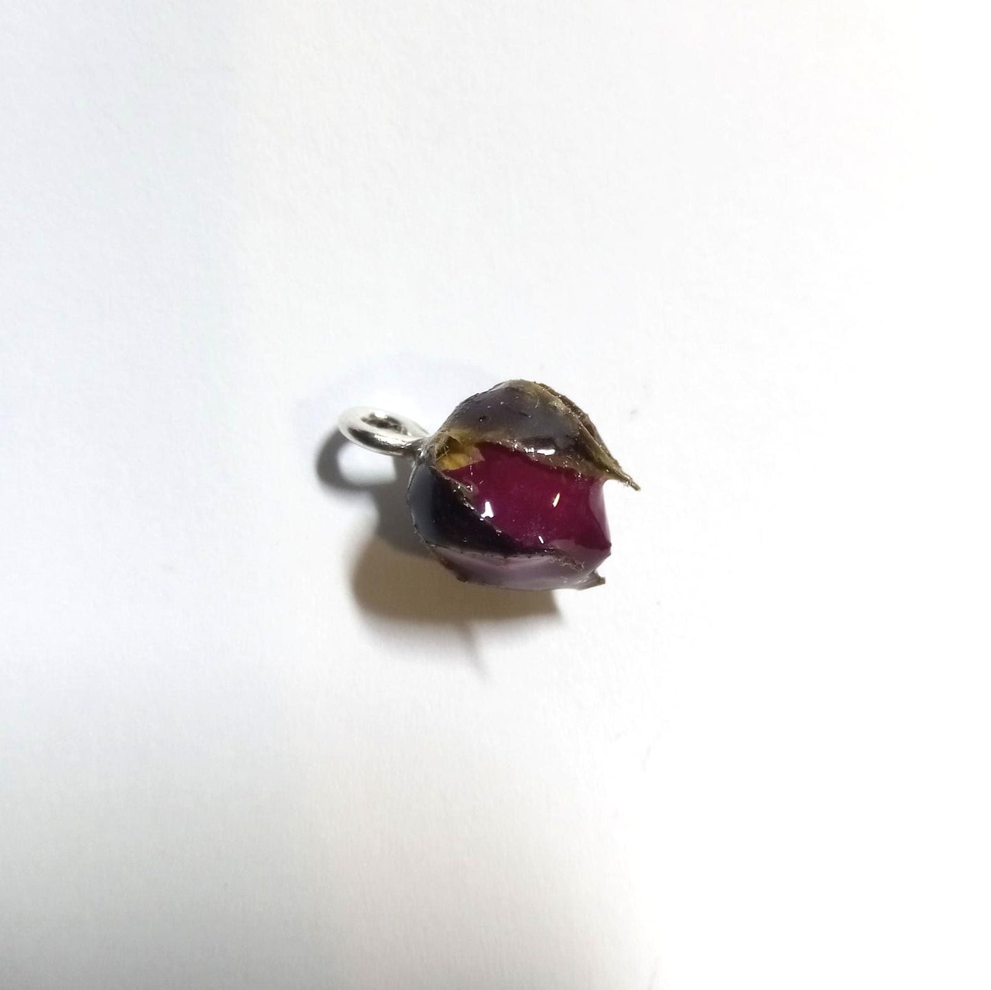 Real rose pendant single rose bud necklace botanical jewelry pendant handpicked dried rose amulet gift
