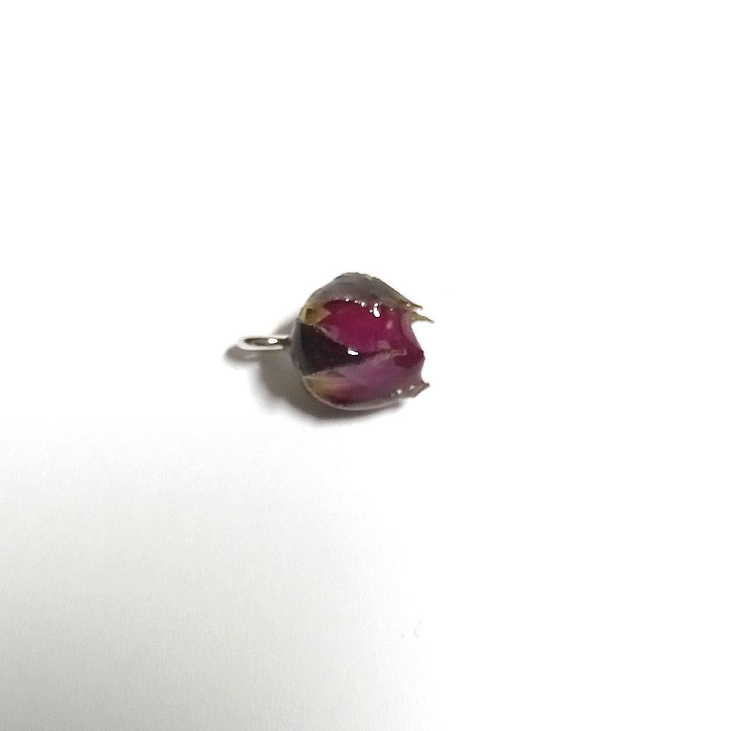 Real rose pendant single rose bud necklace botanical jewelry pendant handpicked dried rose amulet gift