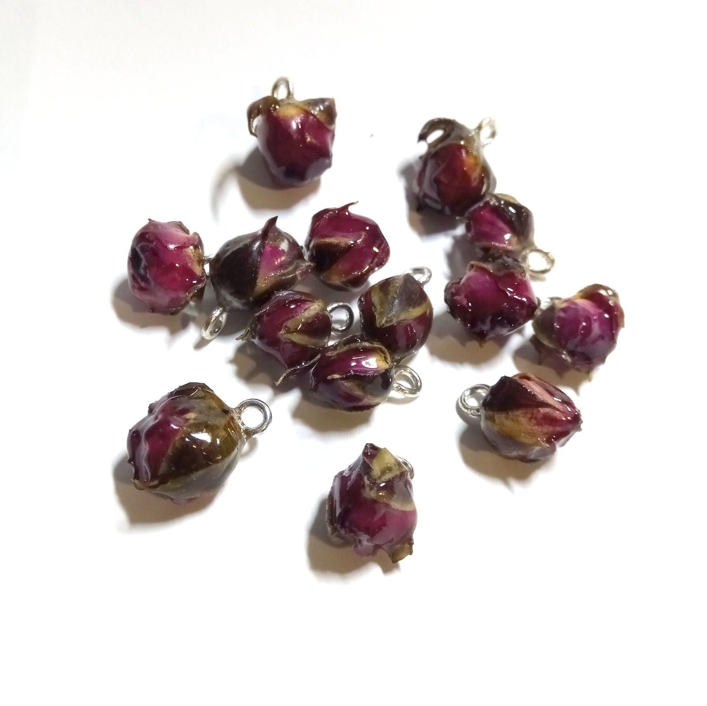 Real rose pendant single rose bud necklace botanical jewelry pendant handpicked dried rose amulet gift