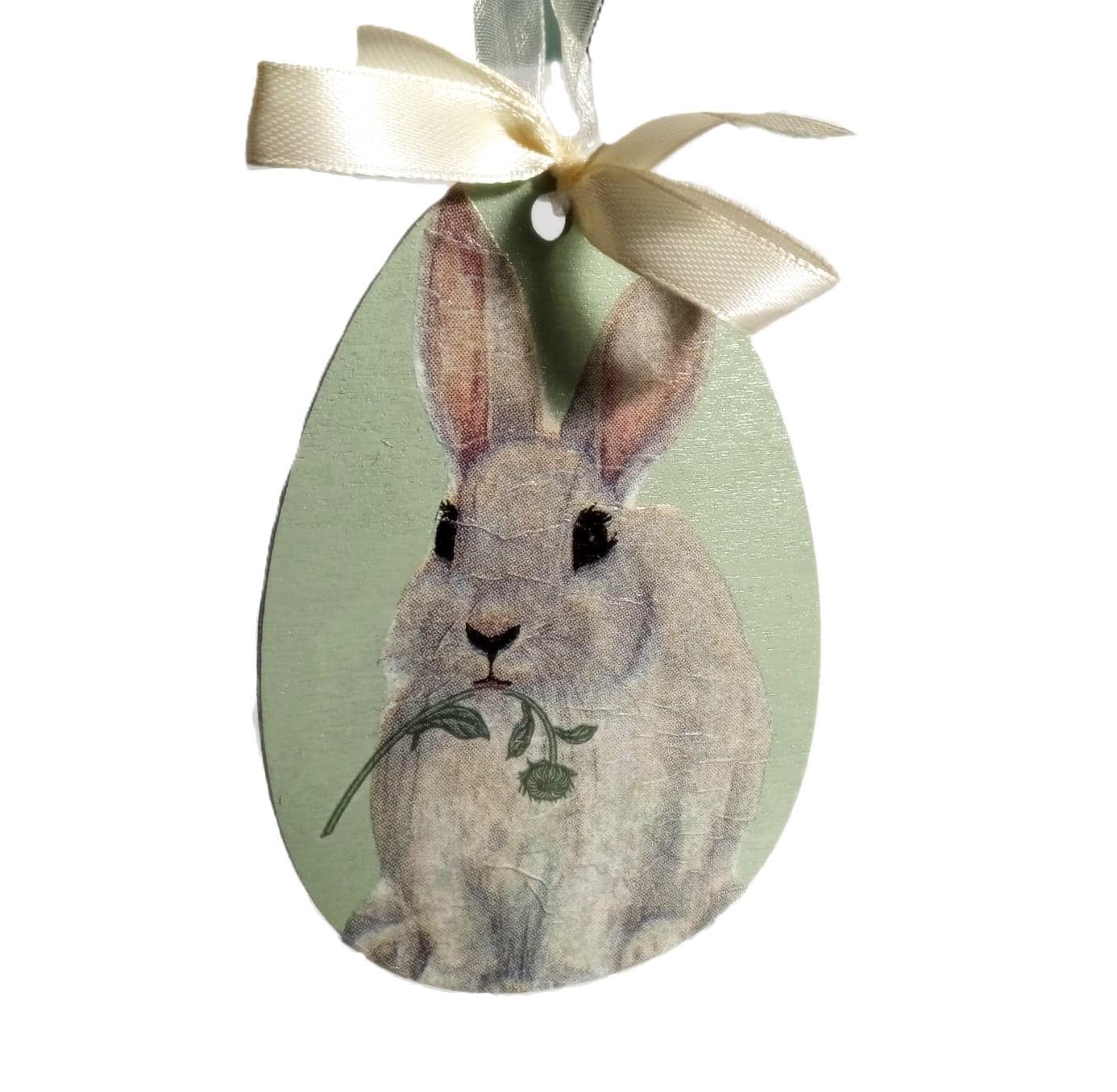 Easter bunny decor large pendant wooden ornament pink green 10 cm egg hanging decor