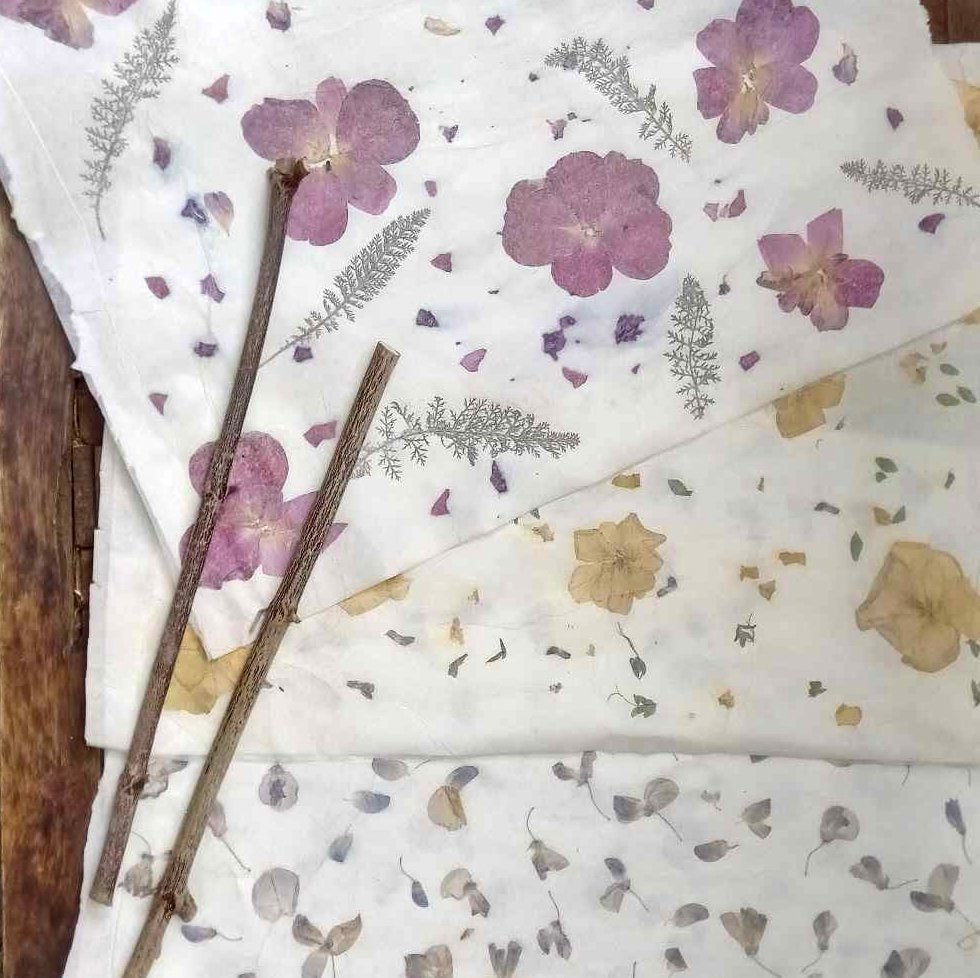 Handmade herbarium paper Botanical organic wraping scrapbooking papers 30x40 cm
