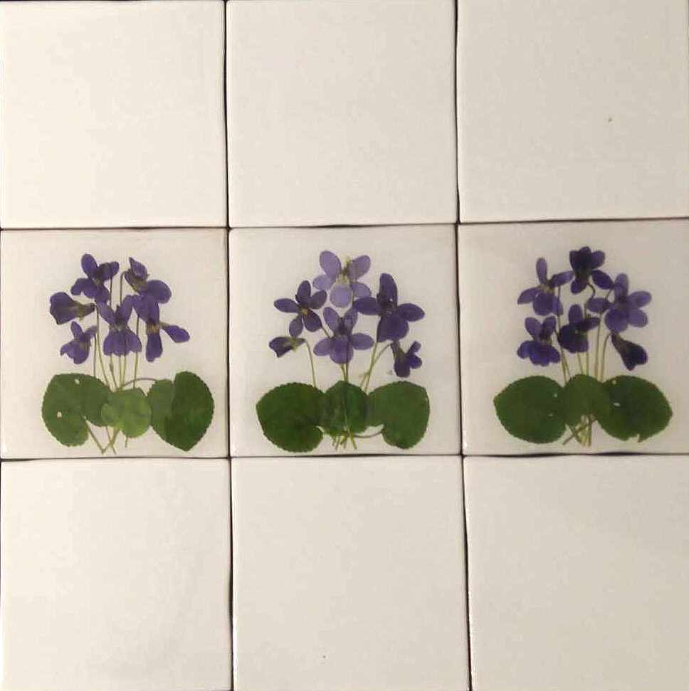 Herbarium-Fliesen mit echten Trockenpflanzen. Spring Meadow Kollektion, Küchenrückwand Badezimmerfliesen Wandkunst Neue Naturkunst Keramik-Grundfliesen