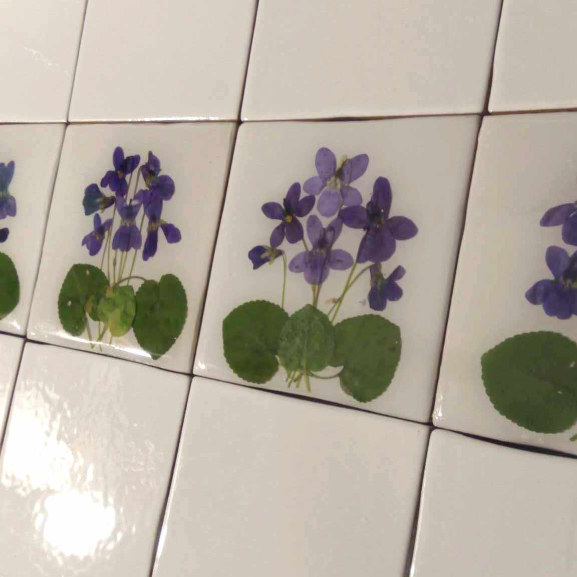 Herbarium-Fliesen mit echten Trockenpflanzen. Spring Meadow Kollektion, Küchenrückwand Badezimmerfliesen Wandkunst Neue Naturkunst Keramik-Grundfliesen