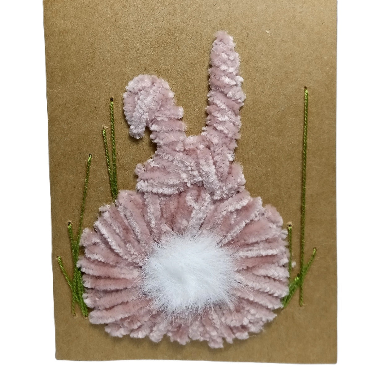 Hand-Stitched Embroidered greeting card Handmade Easterbunny eco kraft card set with envelope