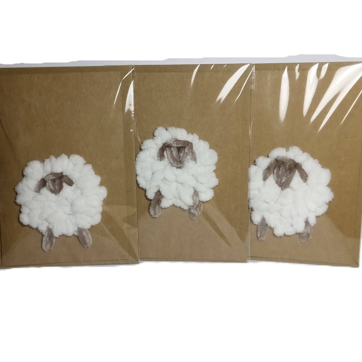 Hand-Stitched Embroidered greeting card Handmade Easter Lamb of God eco kraft card set with envelope