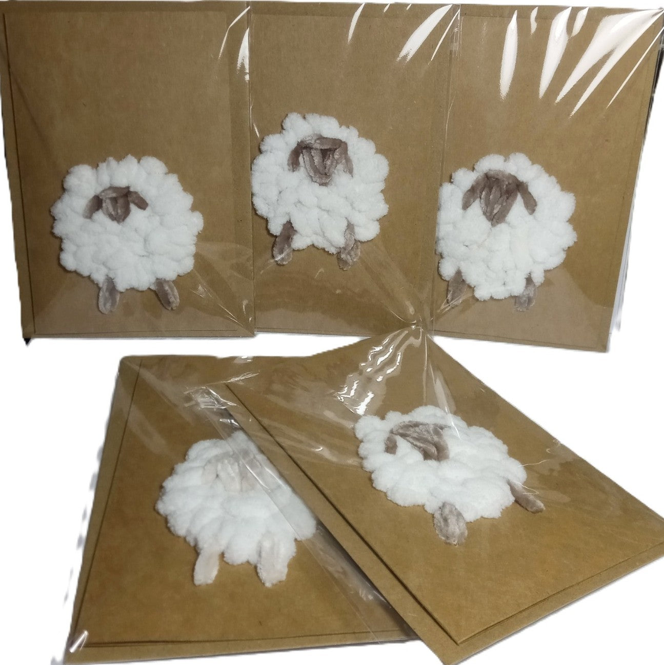 Hand-Stitched Embroidered greeting card Handmade Easter Lamb of God eco kraft card set with envelope