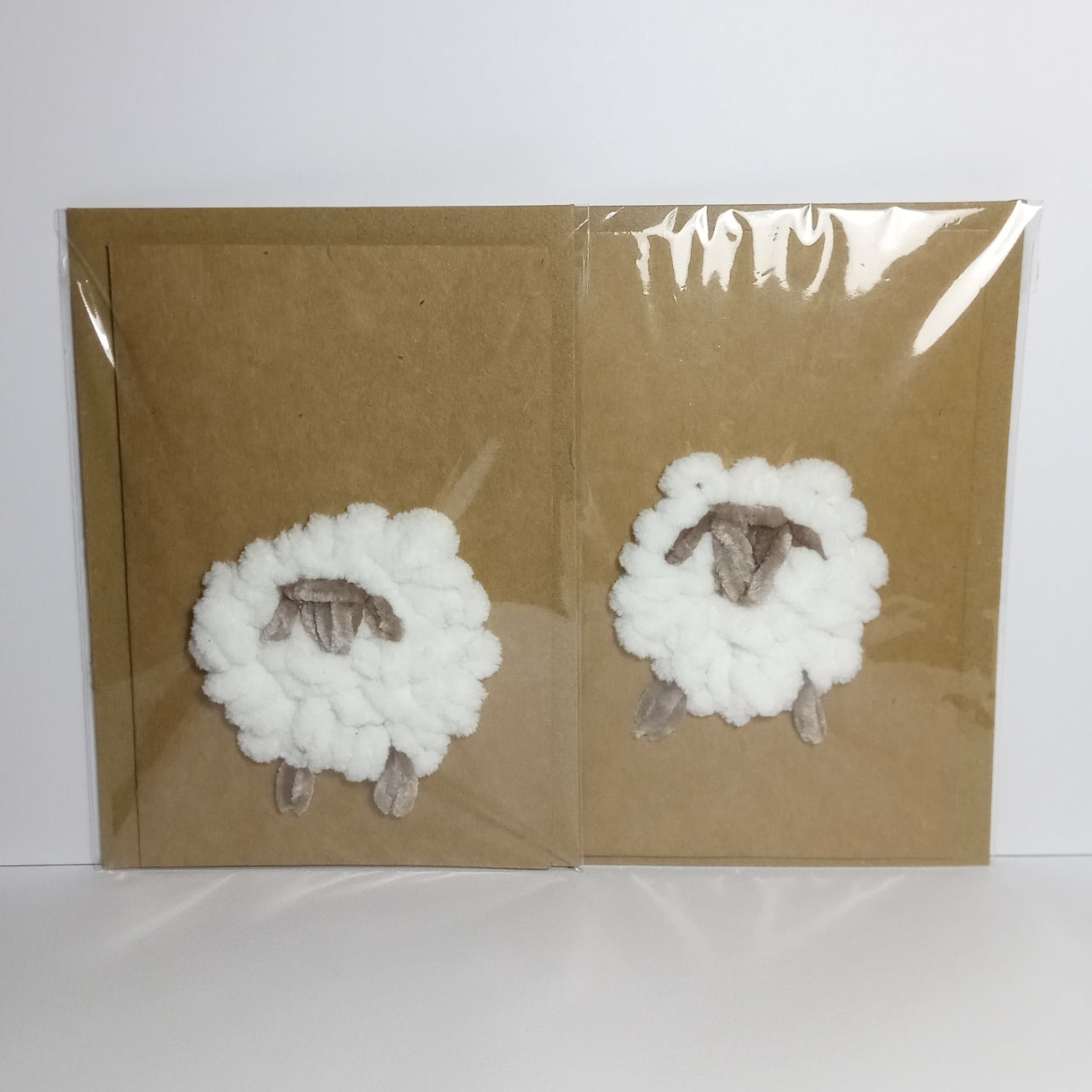 Hand-Stitched Embroidered greeting card Handmade Easter Lamb of God eco kraft card set with envelope