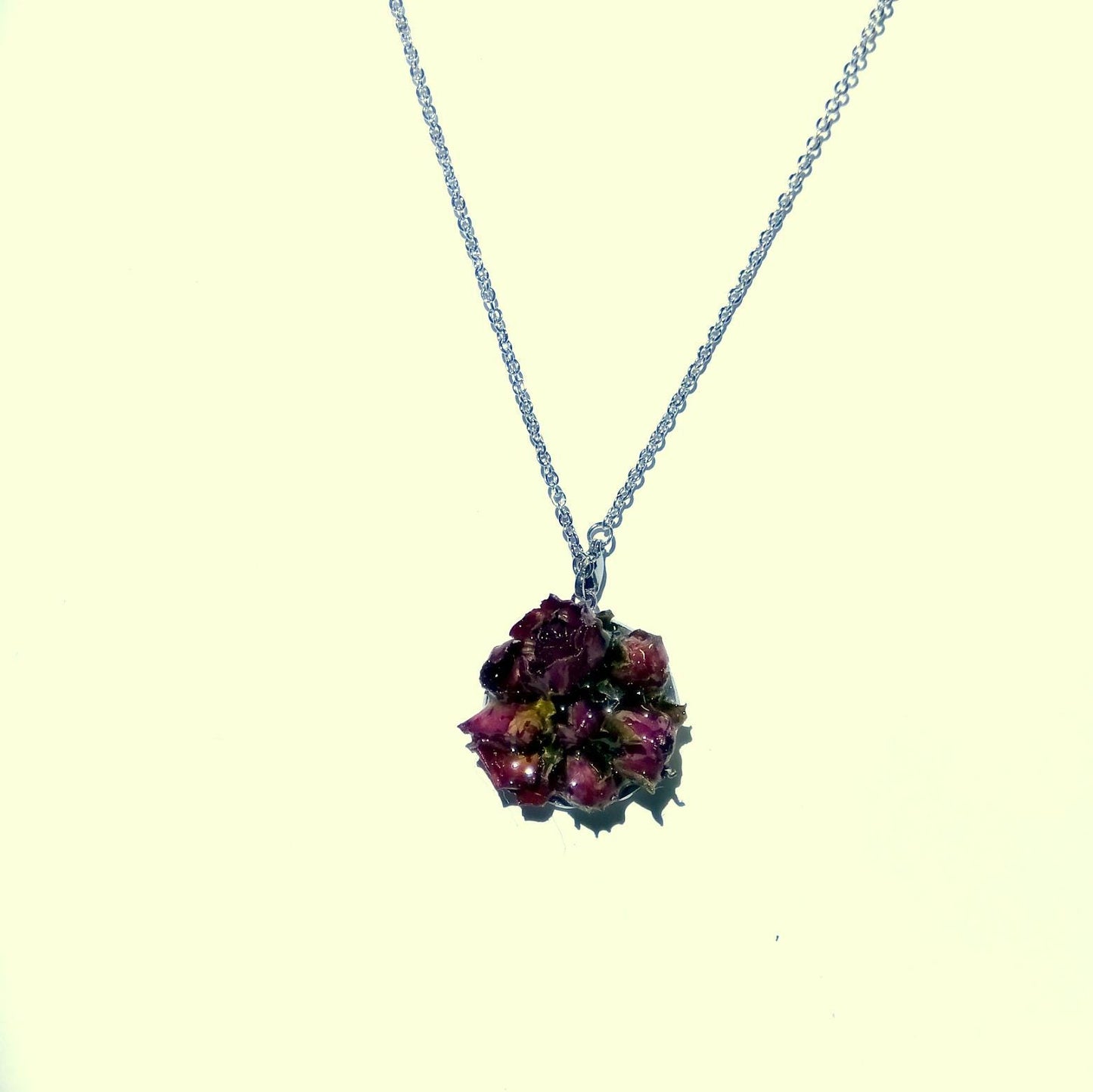 Real rose pendant lucky charm rose buds necklace botanical jewelry pendant handpicked dry plants roses amulet unique gift
