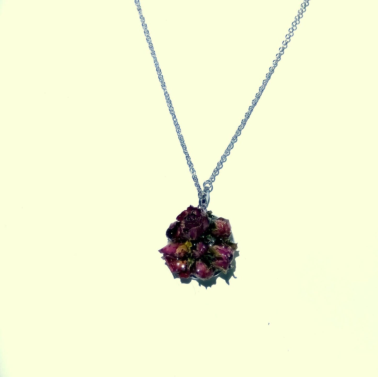 Real rose pendant lucky charm rose buds necklace botanical jewelry pendant handpicked dry plants roses amulet unique gift