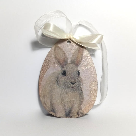 Easter bunny decor large pendant wooden ornament pink green 10 cm egg hanging decor